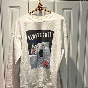 Coca Cola White Crewneck with Polar Bear Graphic